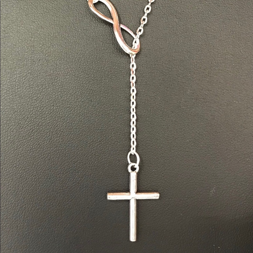 Cross Infinity Necklace Sterling Silver Plated New
